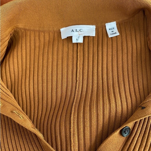 A.L.C. Lance Sweater Dress Long Sleeve Asymmetrical Hemline in Ribbed Knit L - Picture 9 of 11